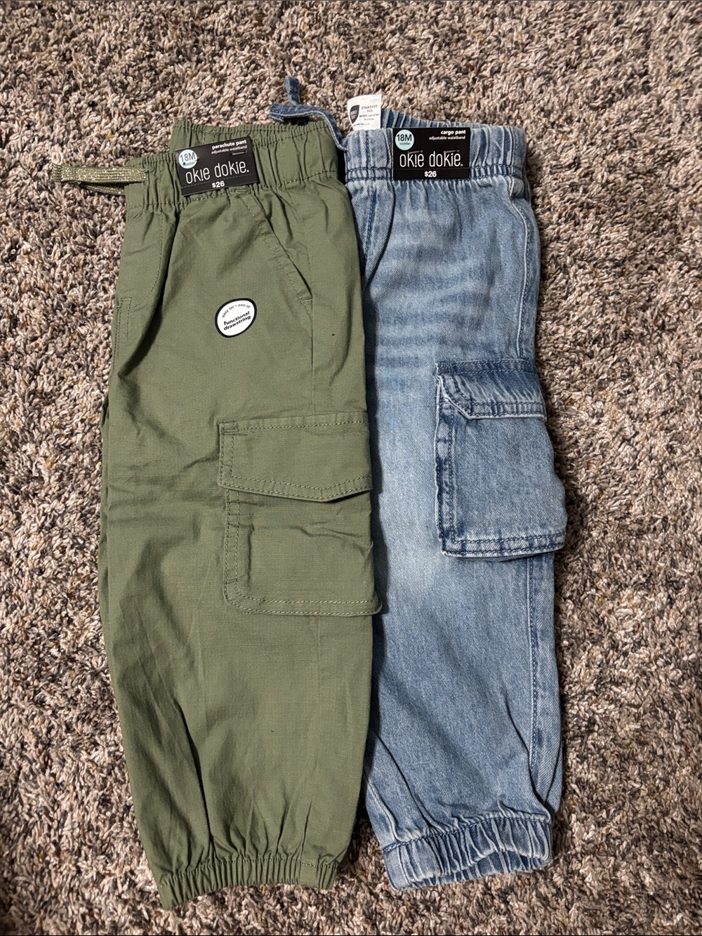 Toddler / baby okie dokie Olive Green & Light Denim Jogger Pants Set